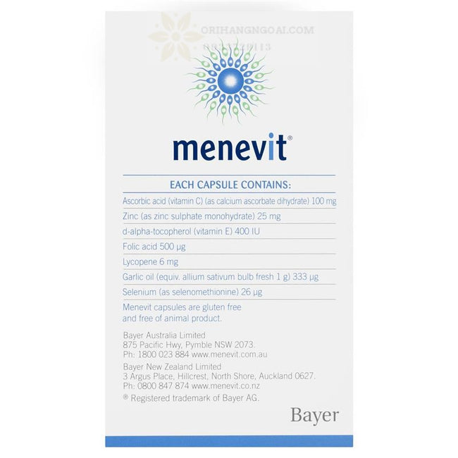 Viên uống hỗ trợ sinh sản cho nam từ Úc Menevit Male Fertility Supplement Capsules 90 pack (90 days)