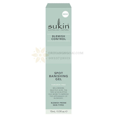 GEL CHẤM MỤN HIỆU QUẢ SAU 30 PHÚT SUKIN BLEMISH CONTROL SPOT BANISHING GEL 15ML