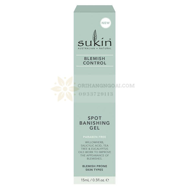 GEL CHẤM MỤN HIỆU QUẢ SAU 30 PHÚT SUKIN BLEMISH CONTROL SPOT BANISHING GEL 15ML