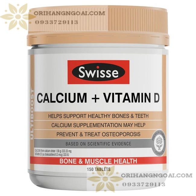 VIÊN UỐNG BỔ SUNG CANXI VÀ VITAMIN D - Swisse Ultiboost Calcium + Vitamin D 150 viên