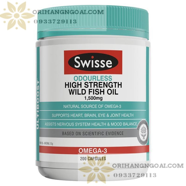 Dầu Cá biển Liều cao Không Mùi Swisse Ultiboost Odourless High Strength Wild Fish Oil 1500mg 200 viên nang